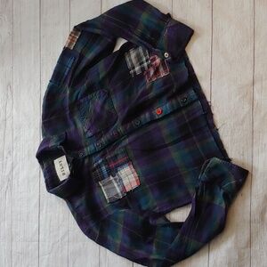 RILEY 1880 PATCHWORK CROPPED PLAID FLANNEL